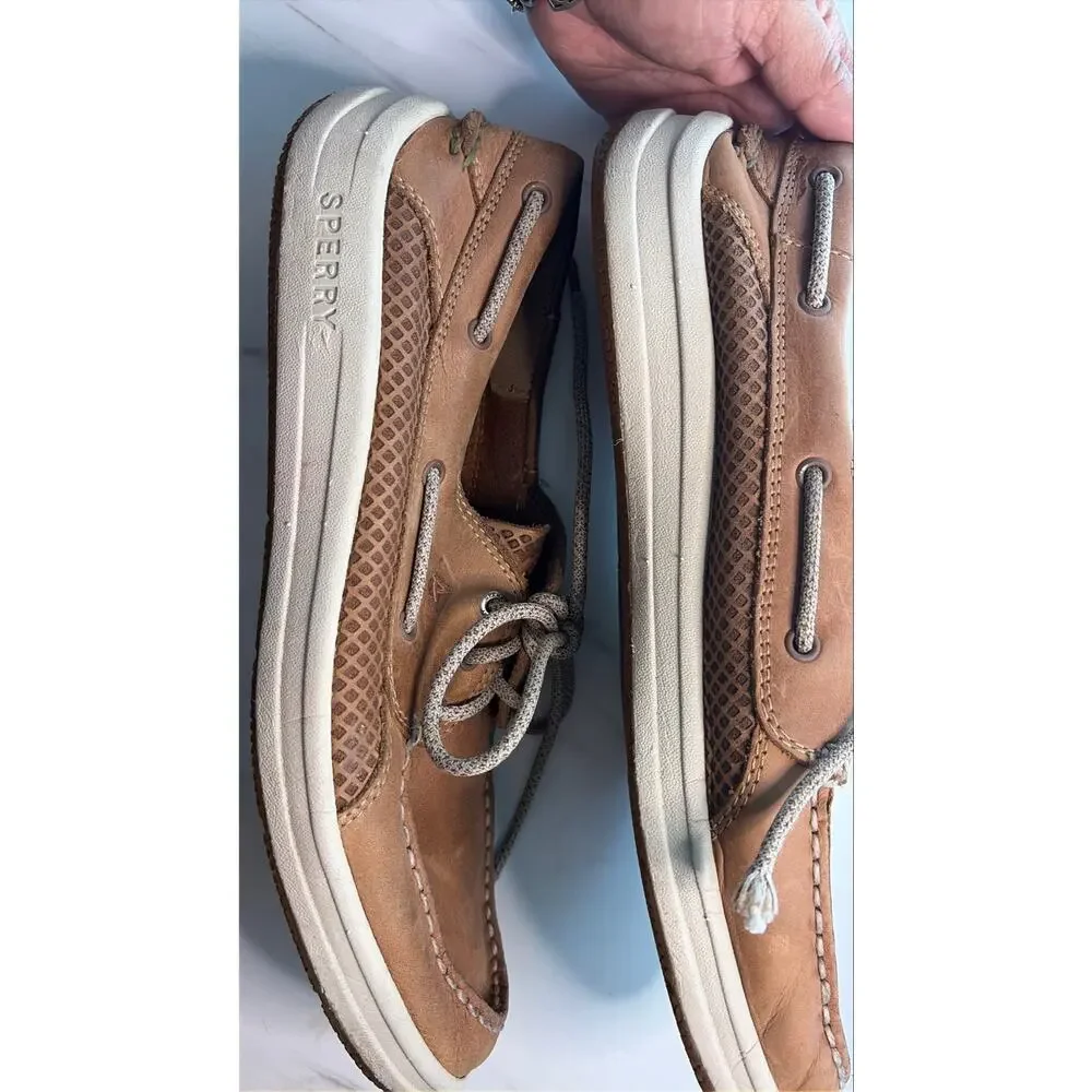 Sperry Top-Sider Mens 10 M Brown Leather Boat Shoes Deck Loafers Lace Up